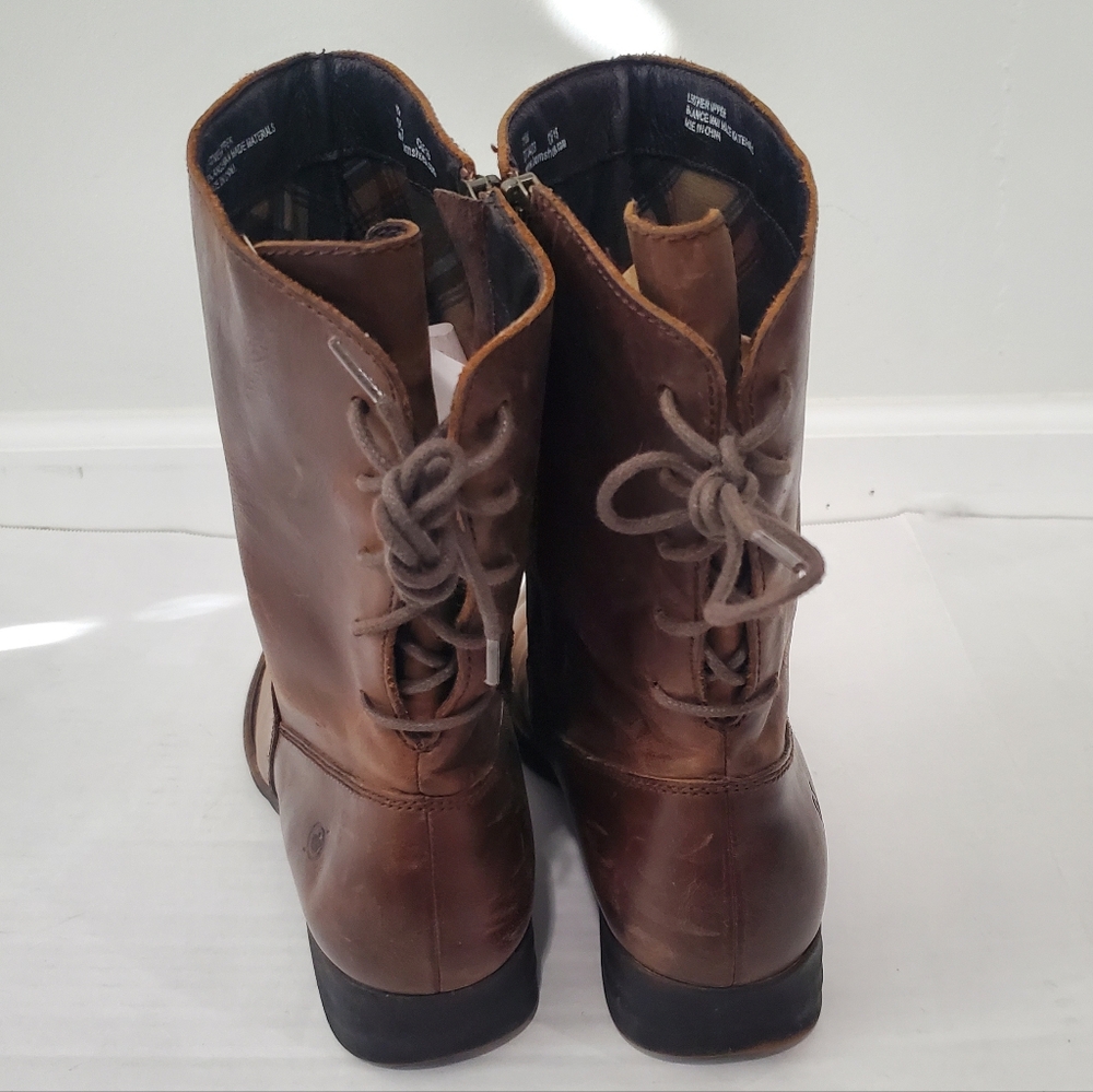 Born Womens Distressed Brown Leather Mid Calf Lace up Back Detail Size 11 Boots - Picture 3 of 13